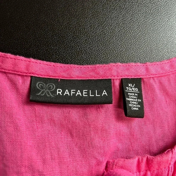 Rafaella Pink Linen Lace Up Neckline Tunic Top‎ Coastal Beachy Travel Breathable - Picture 7 of 10